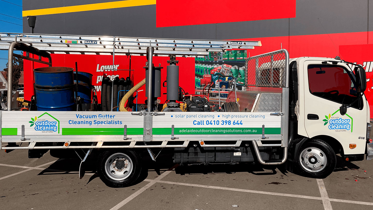 cleaning gutters adelaide with Adelaide Outdoor Cleaning Solutions Truck