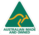 Australian Made and Owned logo, representing quality verandahs, patios, and outdoor space improvements by Australian builders.