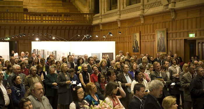 Opening of exhibition at Bonython Hall at Adelaide University with paintings and drawings by Avril Thomas for Adelaide University School of Medicine. 