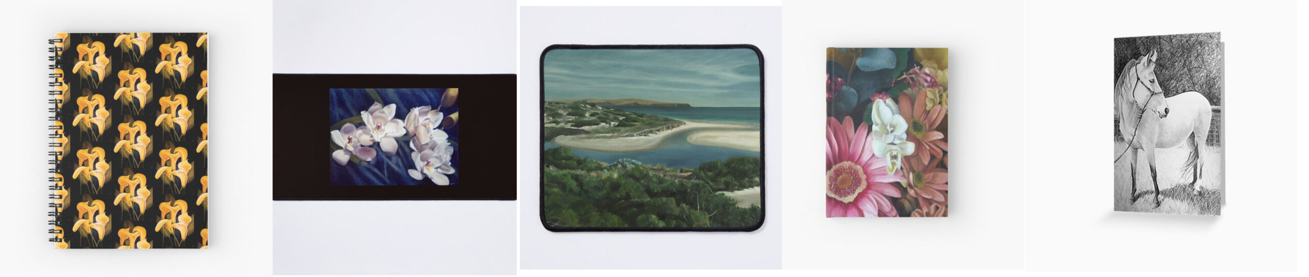 Artistic stationery collection by Adelaide artist Avril Thomas – including greeting cards, hardcover journals, spiral notebooks, postcards, mouse pads, and desk mats from the AvrilThomasart Redbubble shop.