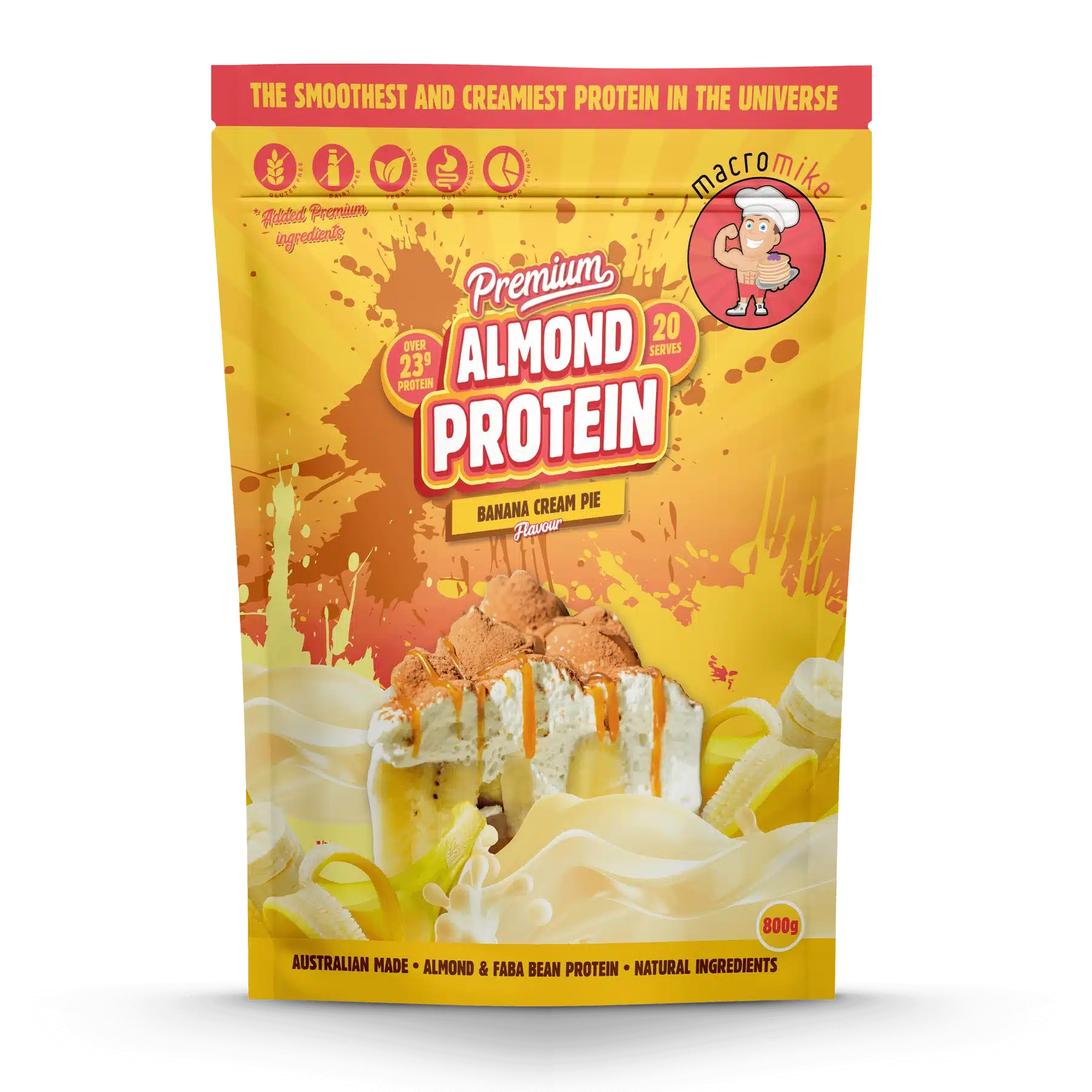 Macro Mike – Banana Cream Pie Premium Almond Protein (800g)