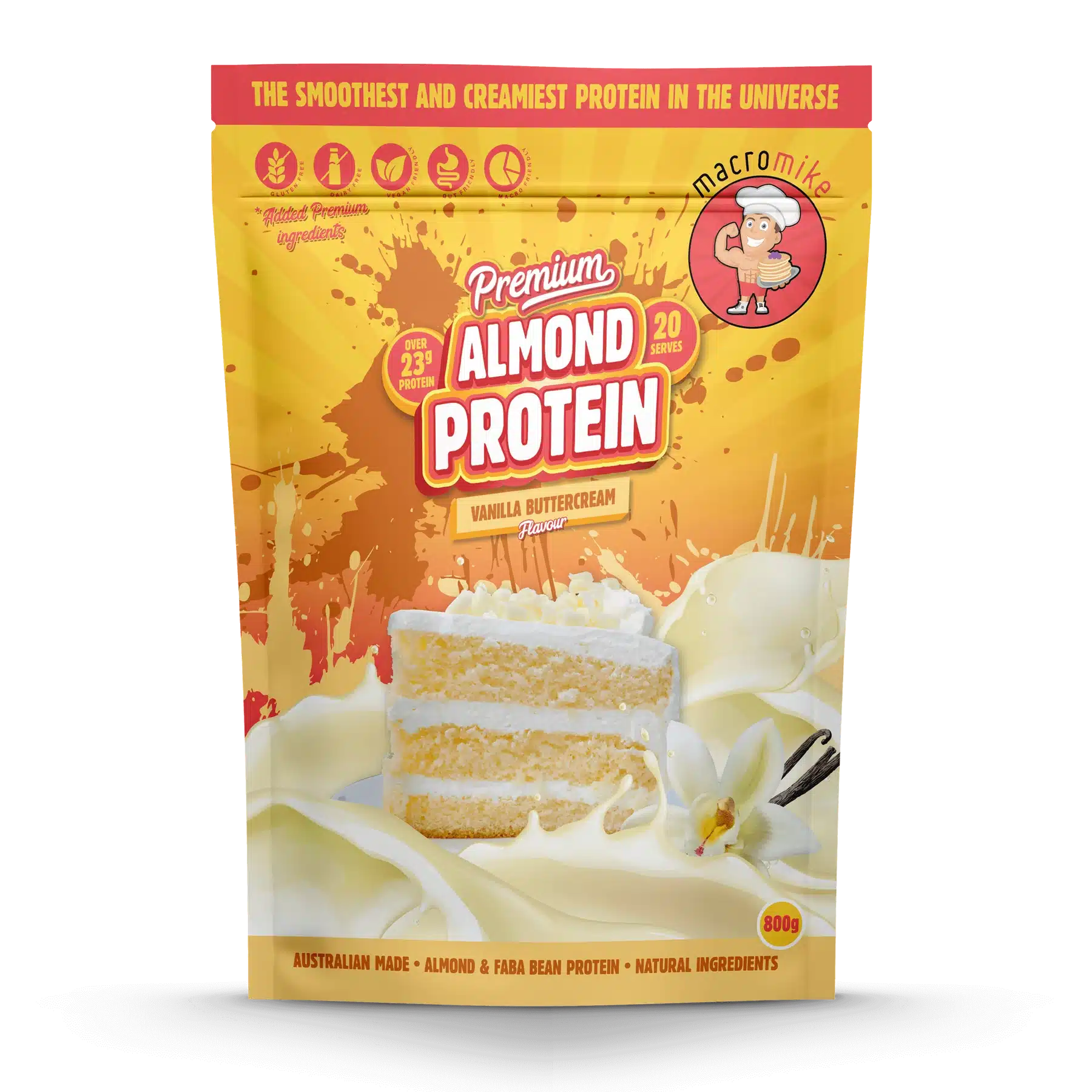Macro Mike premium vanilla buttercream almond protein