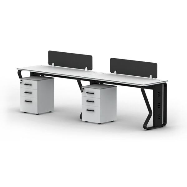 A FLOW 2 Seater Workstation in side by side orientation, with under desk drawers.