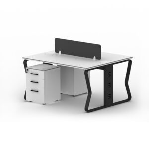 A FLOW 2 Seater Workstation in face to face orientation, with under desk drawers.