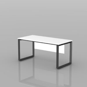 A white top and black frame Universal Single Desk