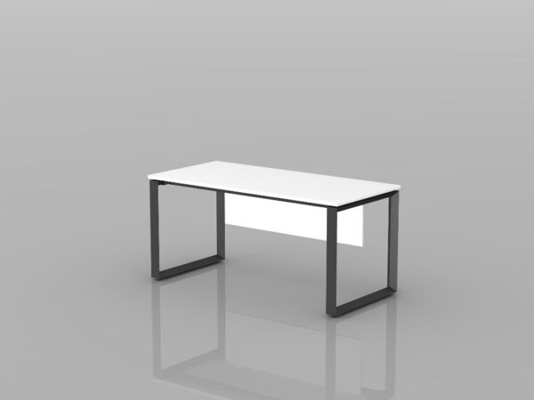 A white top and black frame Universal Single Desk