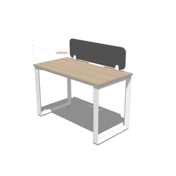 Illustration of a light wood grain Universal Single Desk with a white frame.