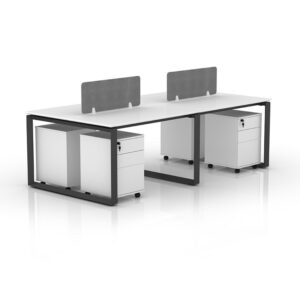 A Universal 4 Seat Workstation with optional drawer units and grey screens