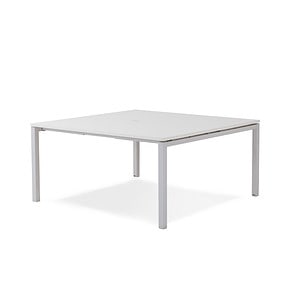 Runway 2 Seat White Frame Workstation with no screen