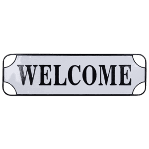 metal welcome sign