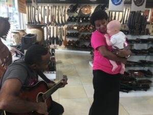 fiji with a baby outrigger