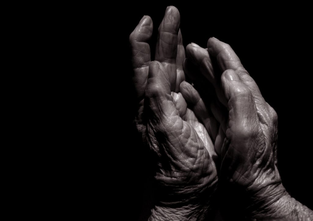 Black and White image of Older Lady's hands