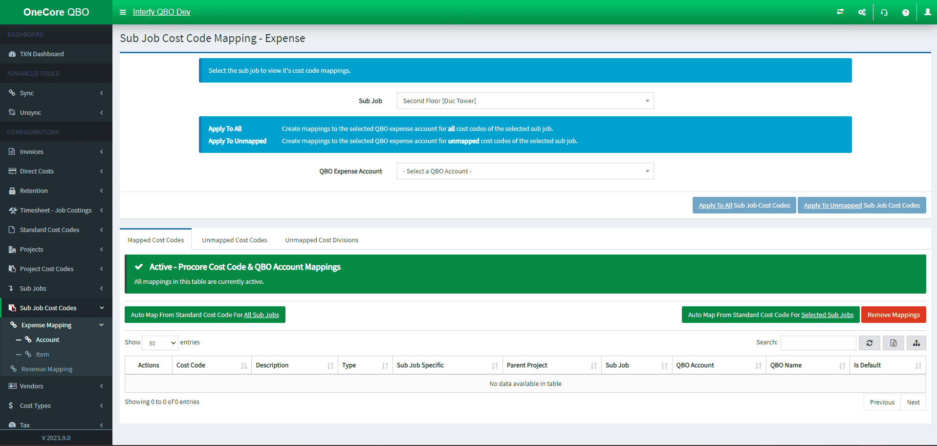 sub-job-cost-codes-expense-mapping-account