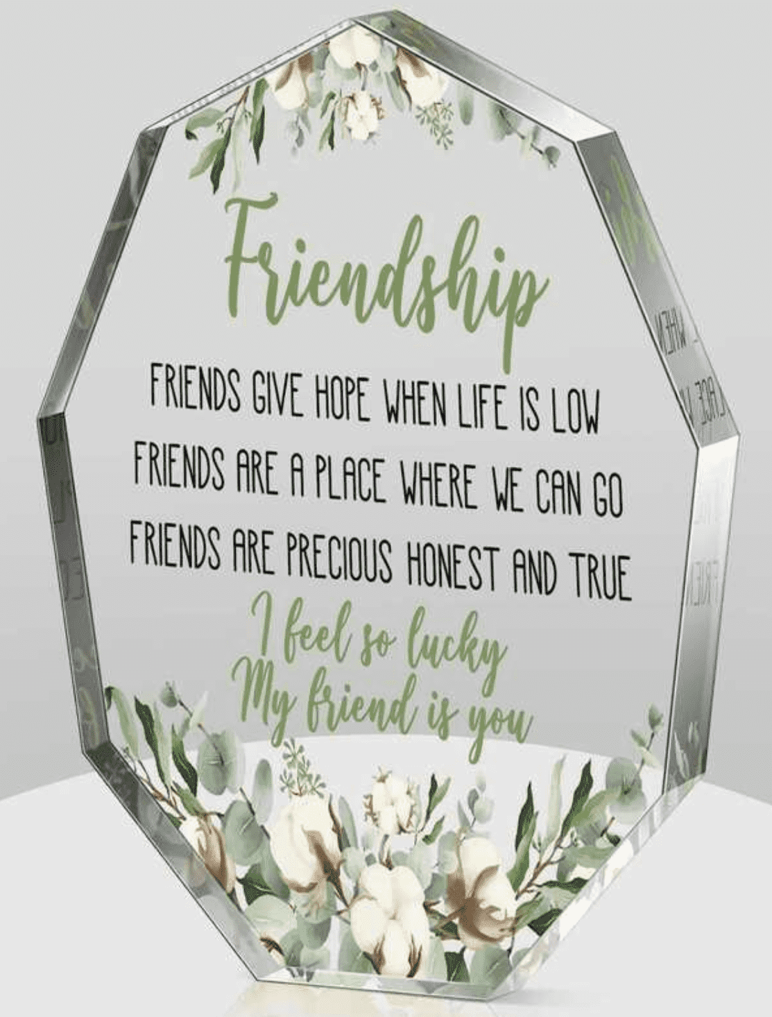 Acrylic Plaque Hexagon Friendship - Luminous Treasures