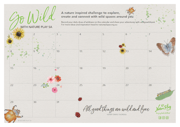 Go Wild with Nature Play SA – Calendar