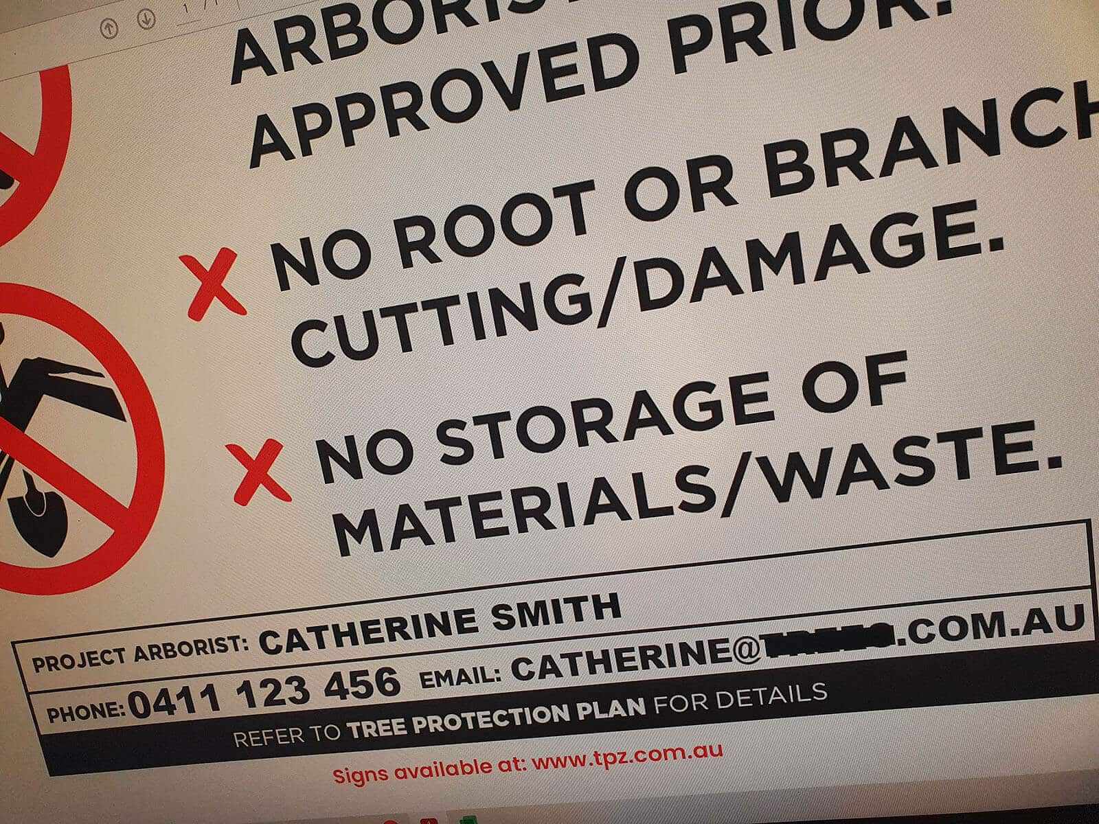 Customised Tree Protection Zone signs (24 pack) | New Leaf Arboriculture