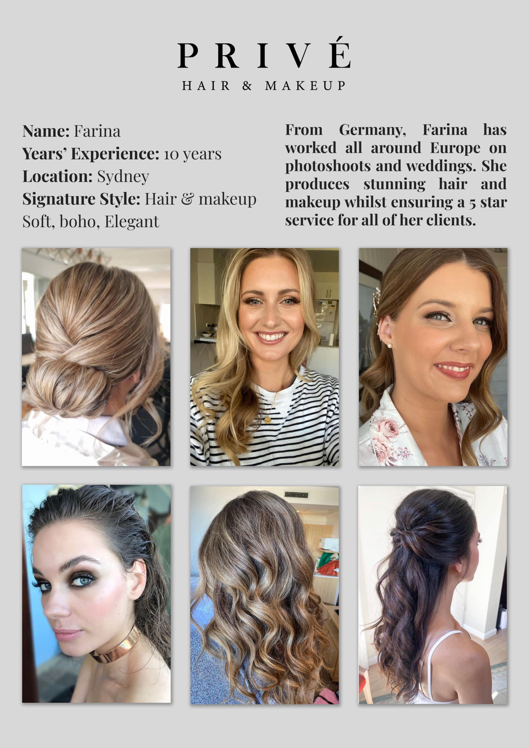 Privé Hair & Makeup Artist Portfolio - Fahrina in Sydney