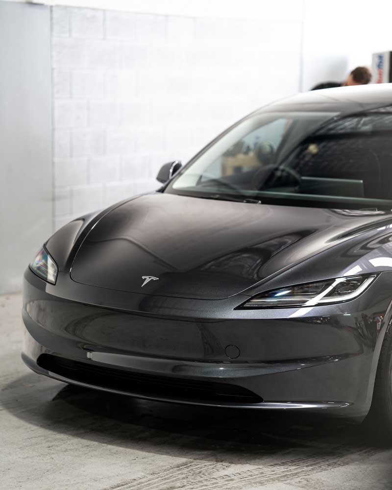 Tesla paint protection detail — crystal-clear finish