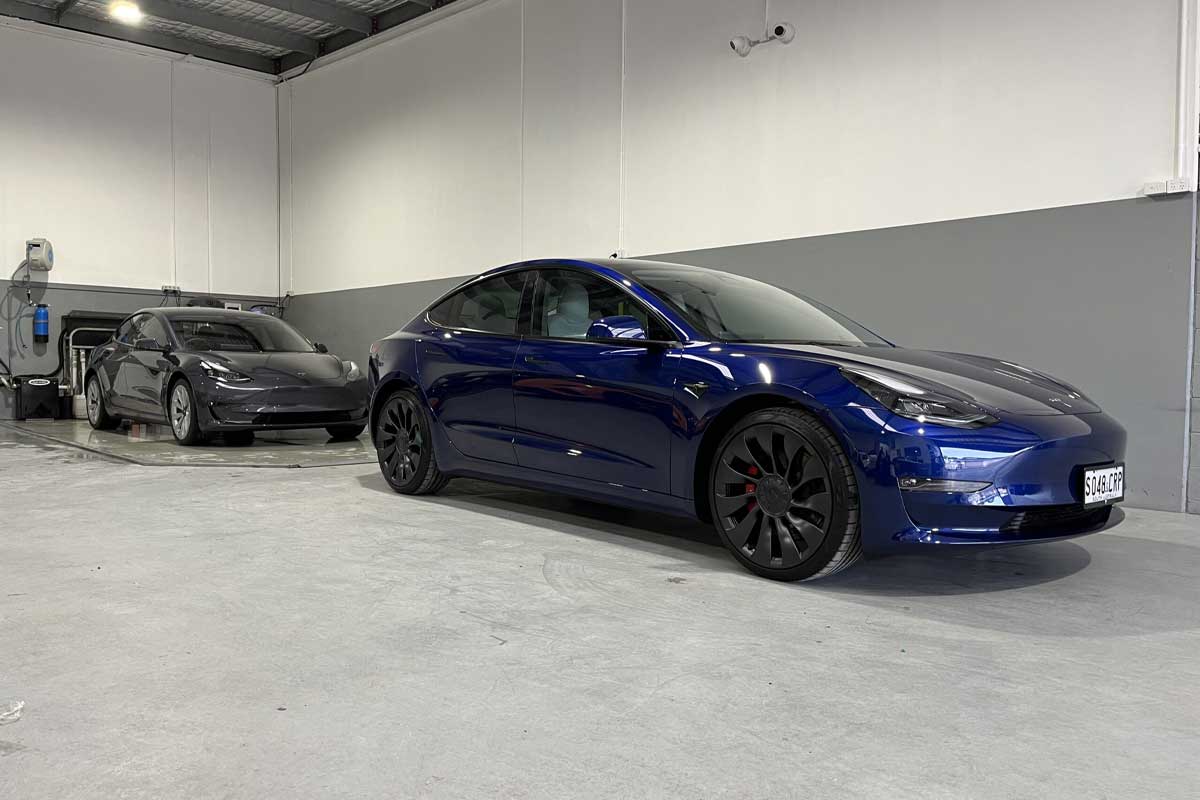 Tesla paint protection — front quarter