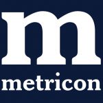 Metricon logo REV blue background