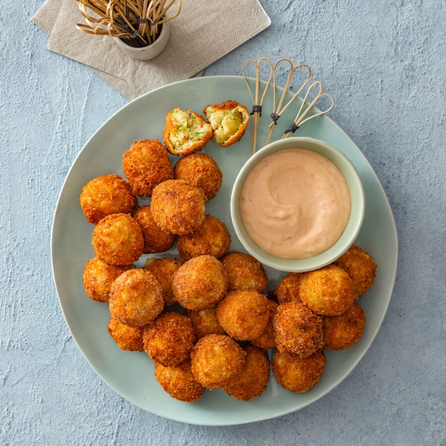 Zucchini and Potato Croquettes with a Chipotle Aioli Spudlite