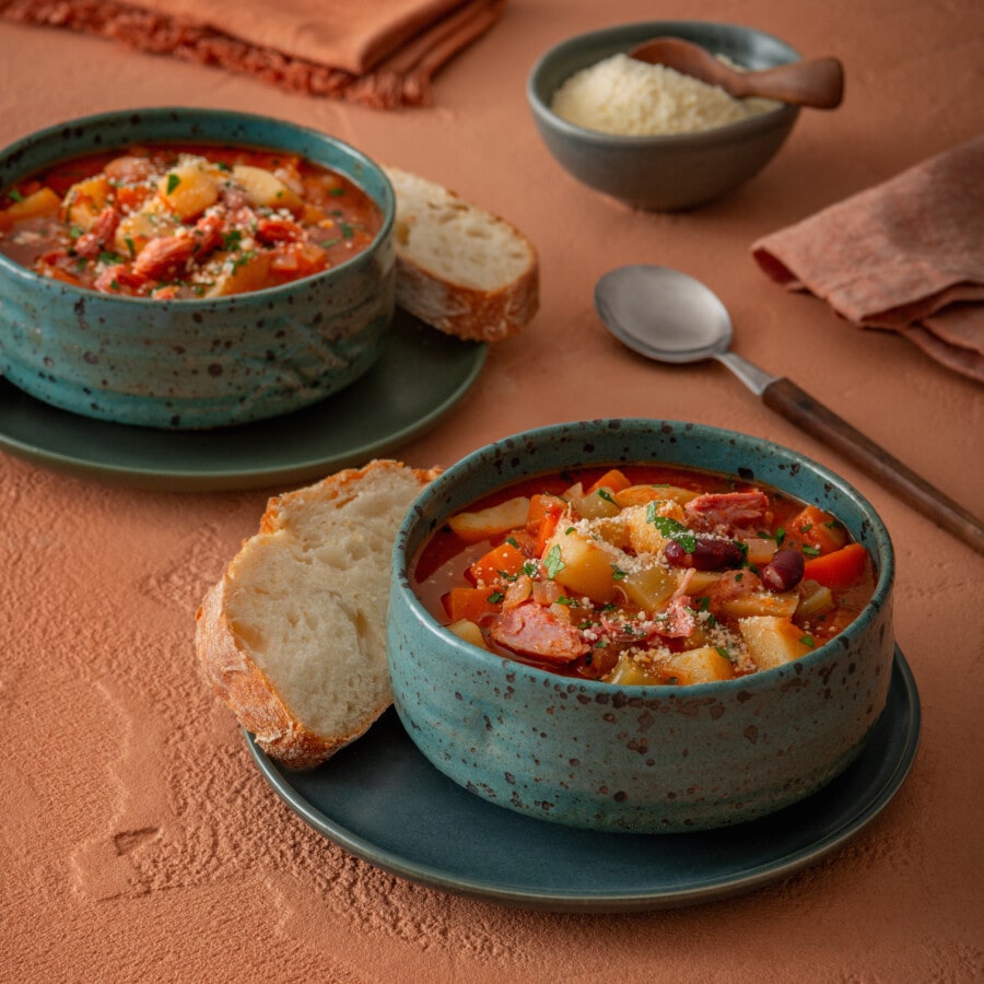 Chunky Vegetable and Ham Hock Soup Spudlite