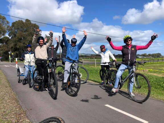 happy participants at the freedom wheels bike and trike event at Willunga