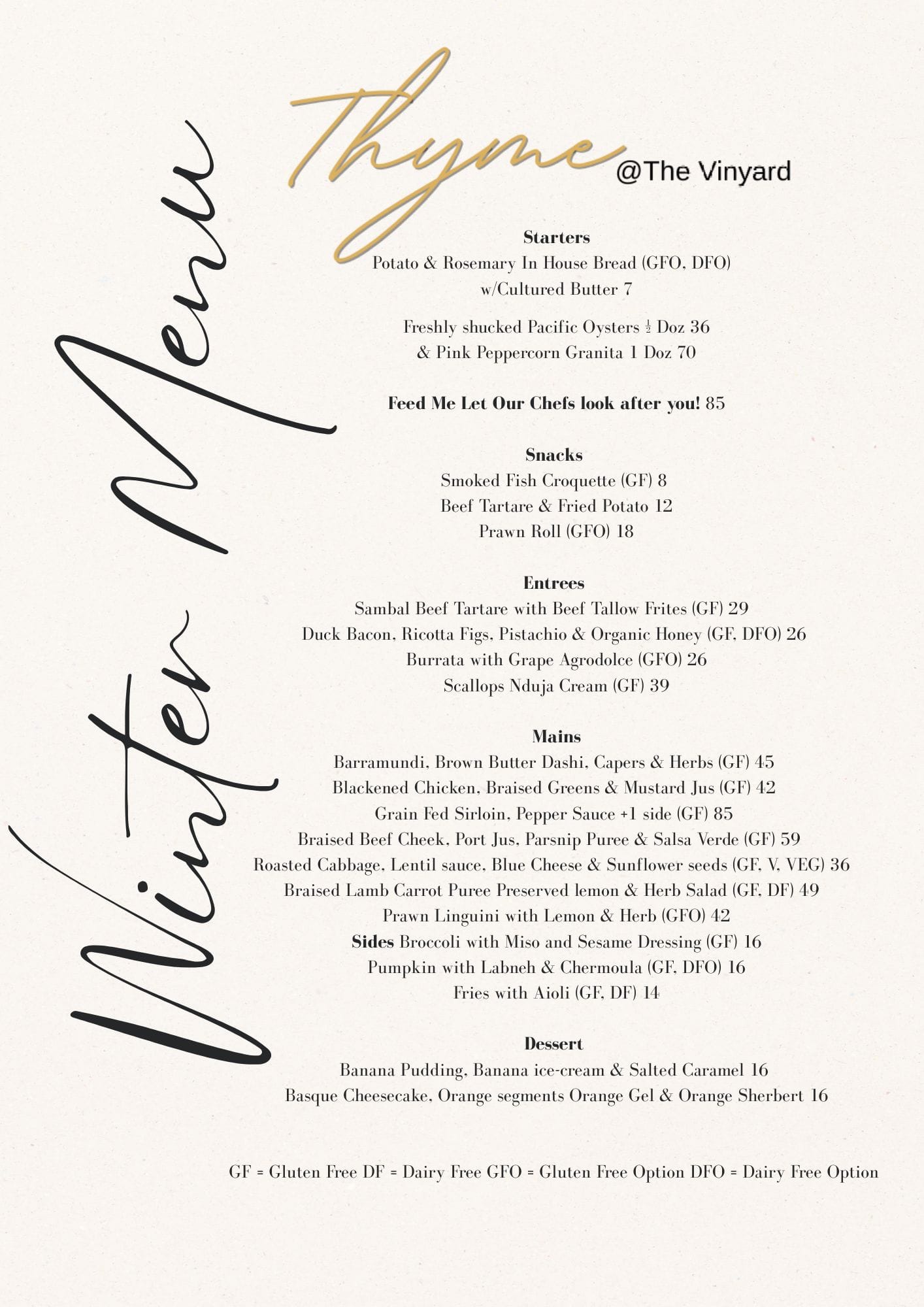 winter menu web site