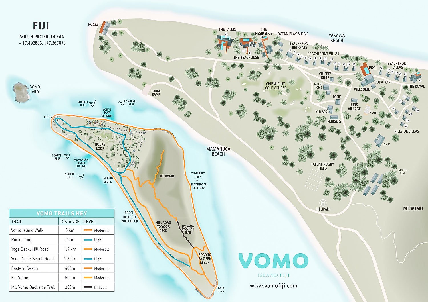 Vomo Map Showing Walking Treks