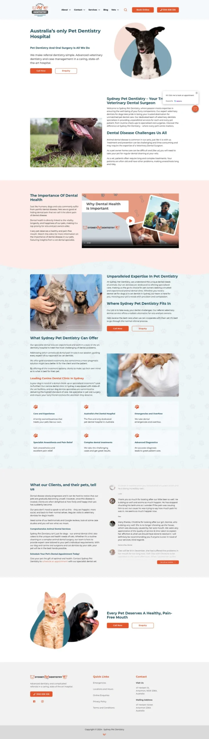 Full length screenshot of the Sydney Pet Dentistry home page