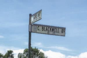 A street sign named after Cliff Blackwell depicts a life well lived