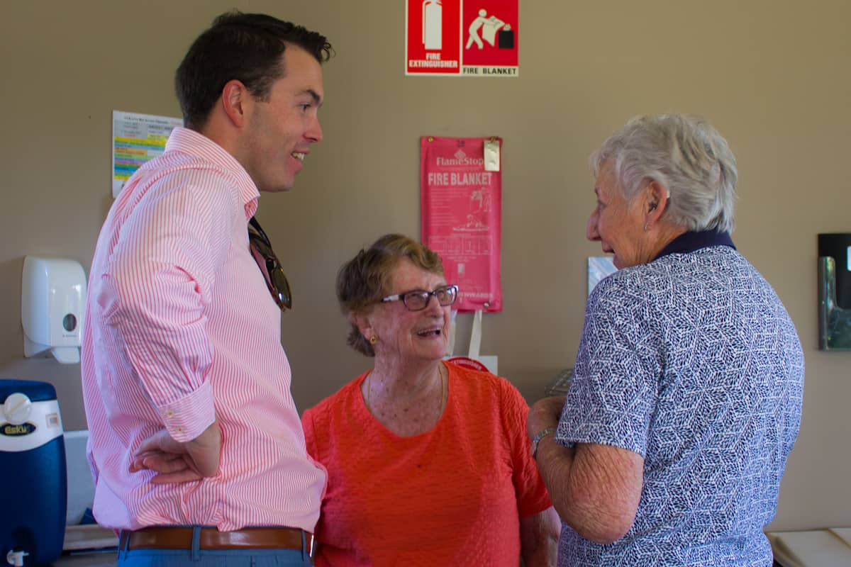 Staff and residents chatting at a recent Yukana BBQ