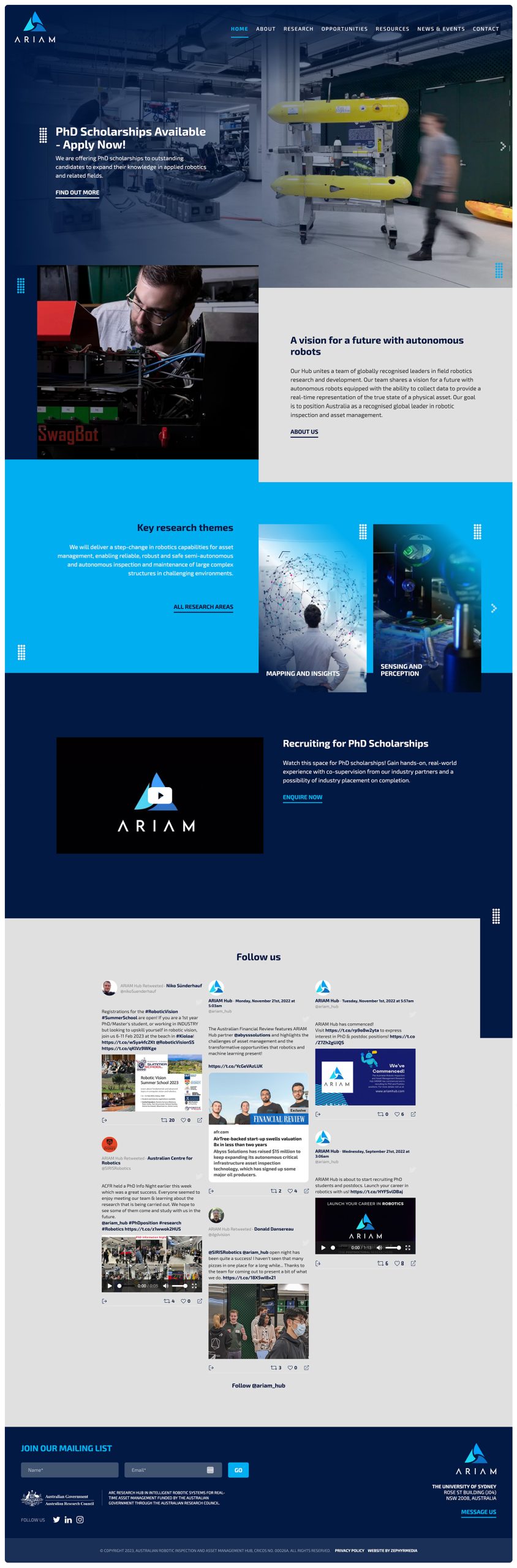 ARIAM hub Website Design | Zephyrmedia | Gold Coast